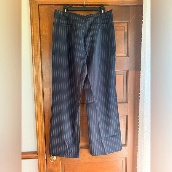 Lulus Confident Appeal Navy Blue Pinstripe High-Rise Pants - Picture 6 of 7